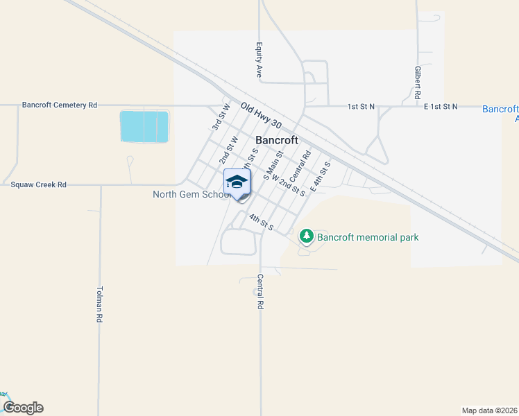 map of restaurants, bars, coffee shops, grocery stores, and more near 275 South Main Street in Bancroft