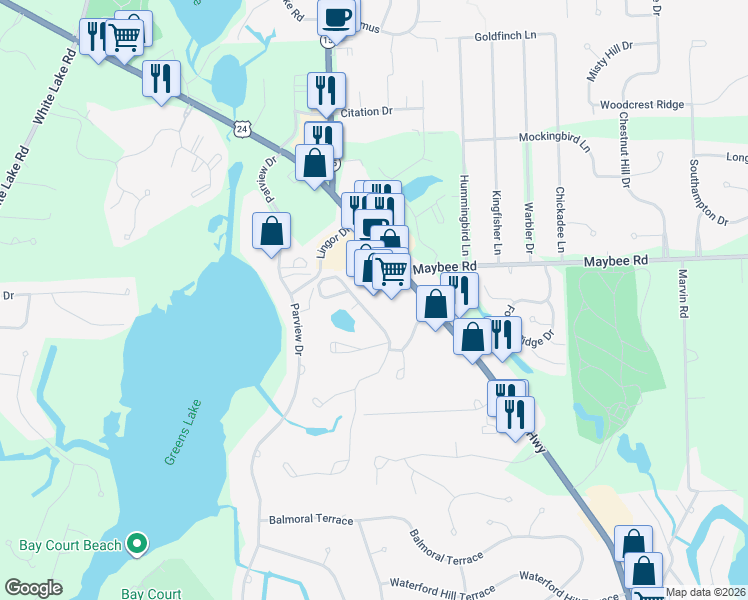 map of restaurants, bars, coffee shops, grocery stores, and more near 6643 Dixie Highway in Village of Clarkston