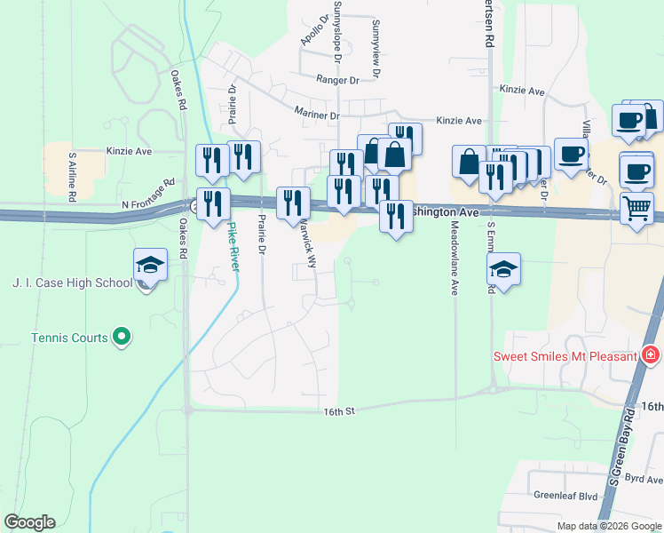 map of restaurants, bars, coffee shops, grocery stores, and more near 1411 Warwick Way in Mount Pleasant