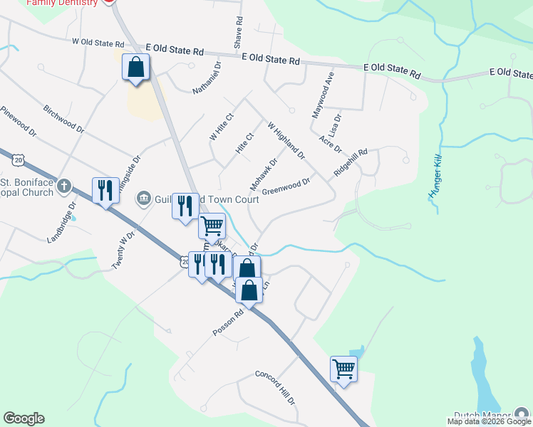 map of restaurants, bars, coffee shops, grocery stores, and more near 141 Mohawk Drive in Schenectady