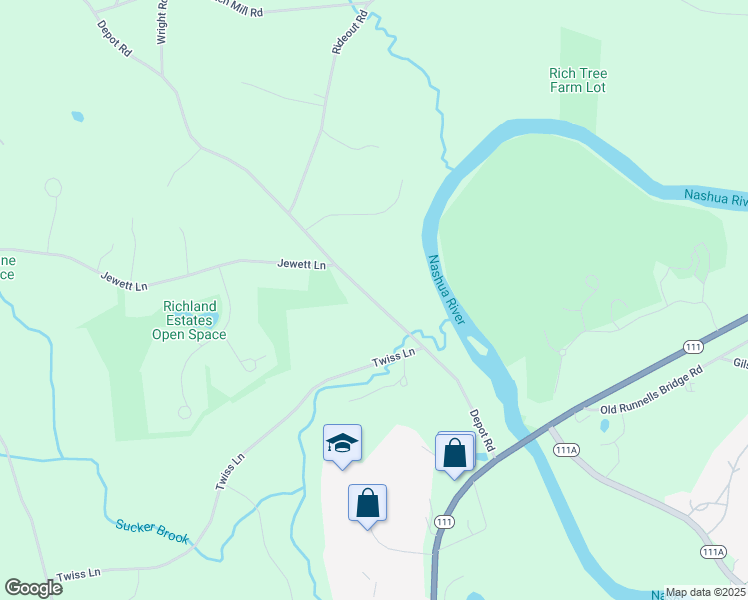 map of restaurants, bars, coffee shops, grocery stores, and more near 266 Depot Road in Hollis