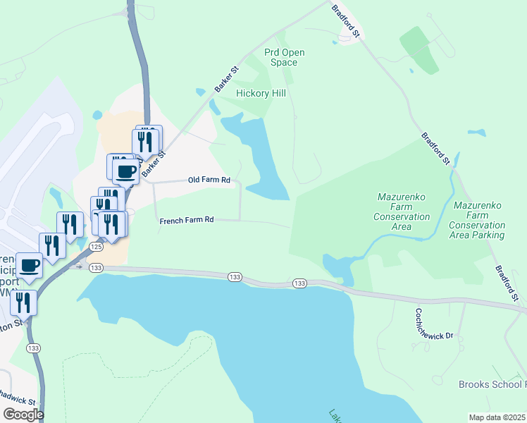 map of restaurants, bars, coffee shops, grocery stores, and more near 188 French Farm Road in North Andover