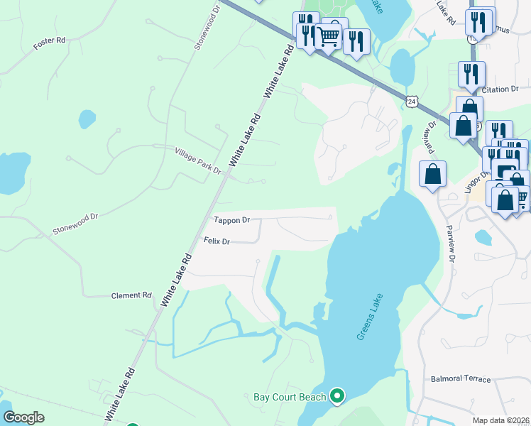 map of restaurants, bars, coffee shops, grocery stores, and more near 7031 Tappon Drive in Clarkston