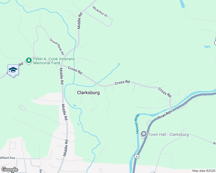 map of restaurants, bars, coffee shops, grocery stores, and more near 301-399 Peck's Road in Clarksburg