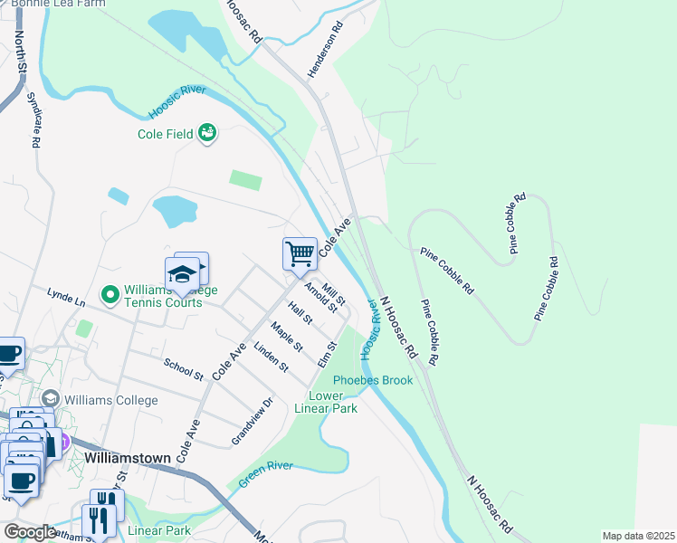 map of restaurants, bars, coffee shops, grocery stores, and more near 330 Cole Avenue in Williamstown