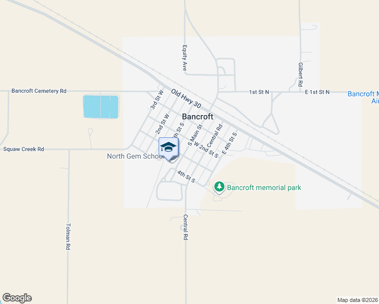 map of restaurants, bars, coffee shops, grocery stores, and more near 275 South Main Street in Bancroft