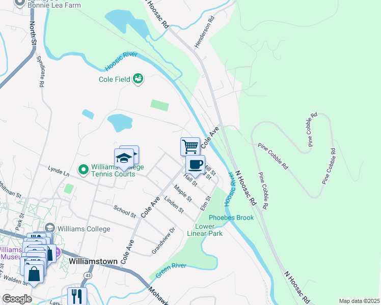 map of restaurants, bars, coffee shops, grocery stores, and more near 377-399 Stetson Road in Williamstown