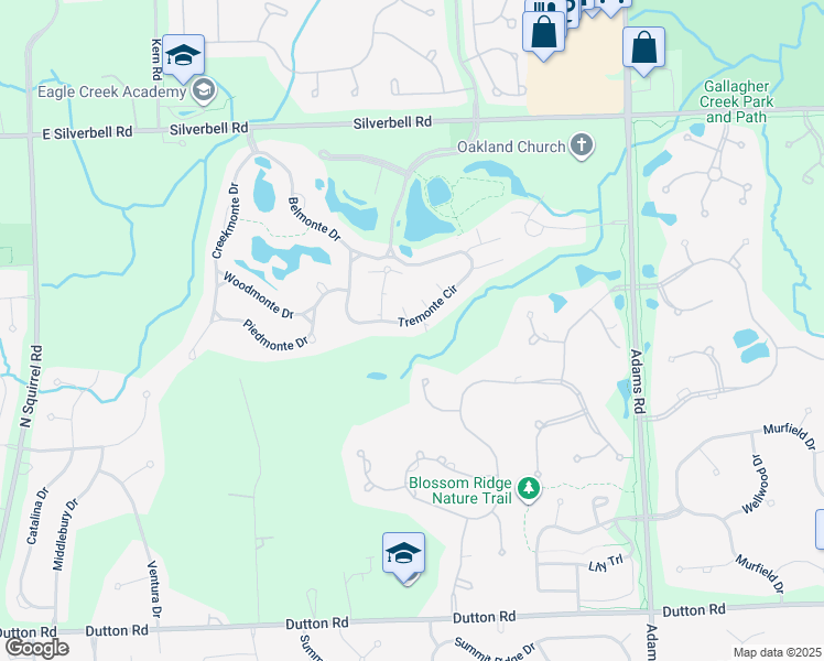 map of restaurants, bars, coffee shops, grocery stores, and more near 3623 Tremonte Circle in Oakland charter Township