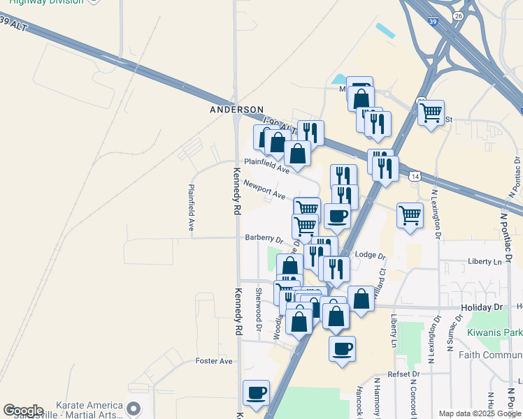 map of restaurants, bars, coffee shops, grocery stores, and more near 3000 Kennedy Road in Janesville