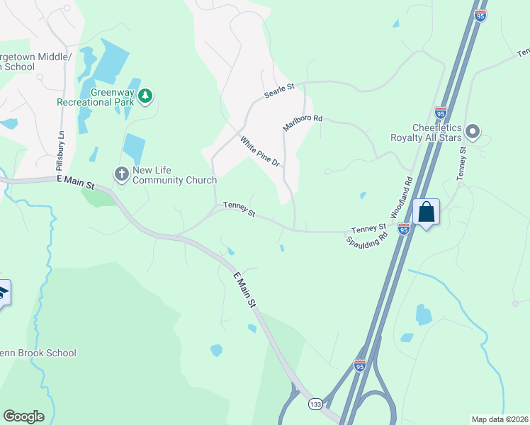 map of restaurants, bars, coffee shops, grocery stores, and more near 20 Tenney Street in Georgetown