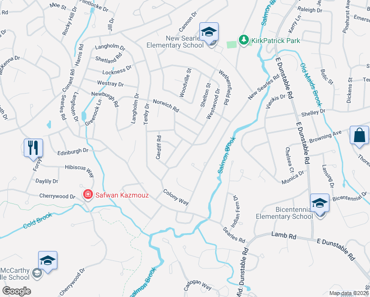 map of restaurants, bars, coffee shops, grocery stores, and more near 4 Stonehaven Road in Nashua