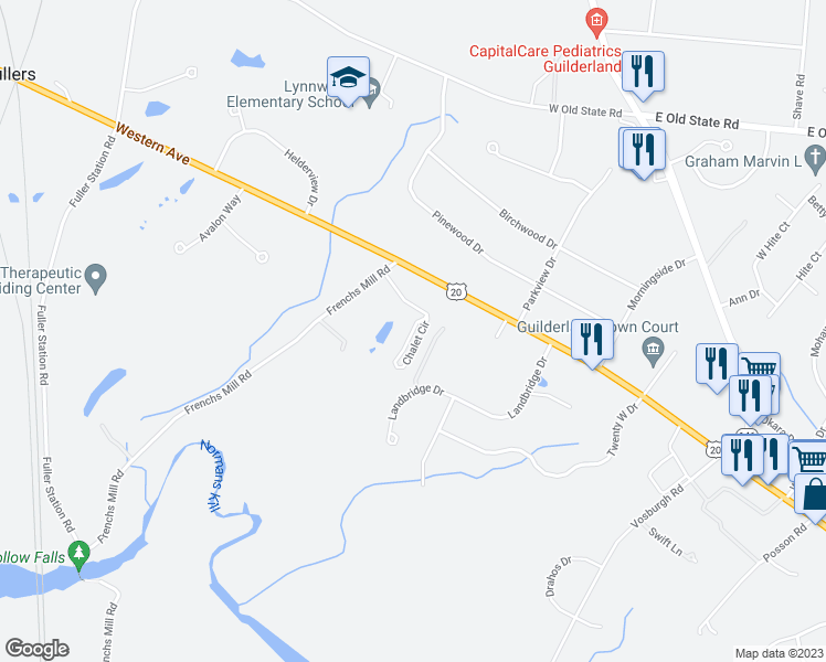 map of restaurants, bars, coffee shops, grocery stores, and more near 5060 Western Turnpike in Altamont