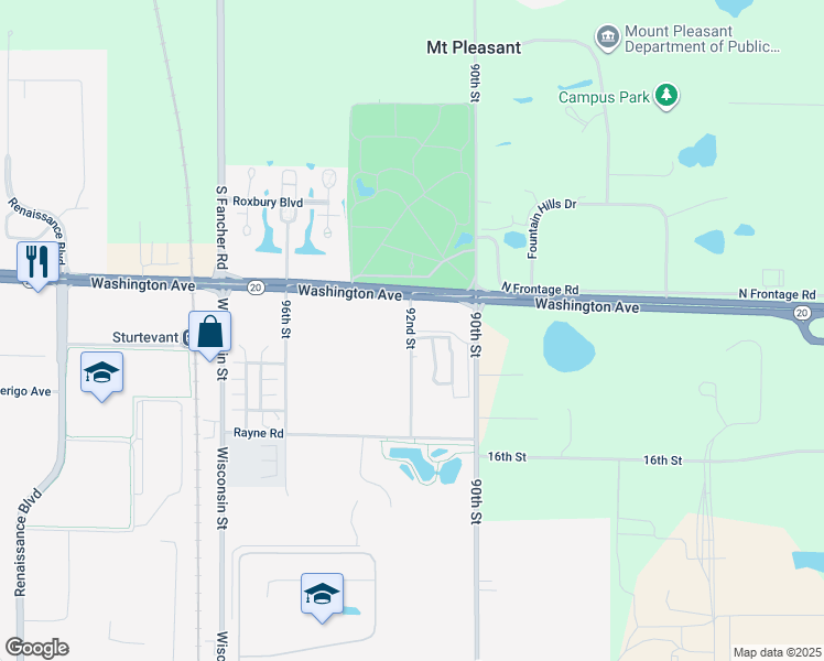 map of restaurants, bars, coffee shops, grocery stores, and more near 1503 92nd Street in Sturtevant