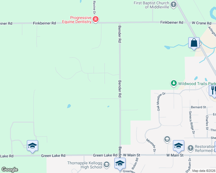map of restaurants, bars, coffee shops, grocery stores, and more near 4524 Redbud Court in Middleville