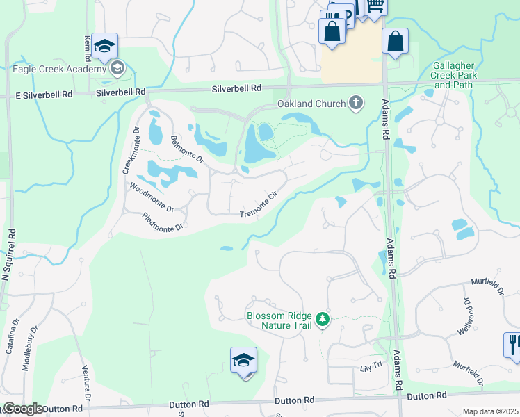 map of restaurants, bars, coffee shops, grocery stores, and more near 3570 Tremonte Circle in Oakland charter Township