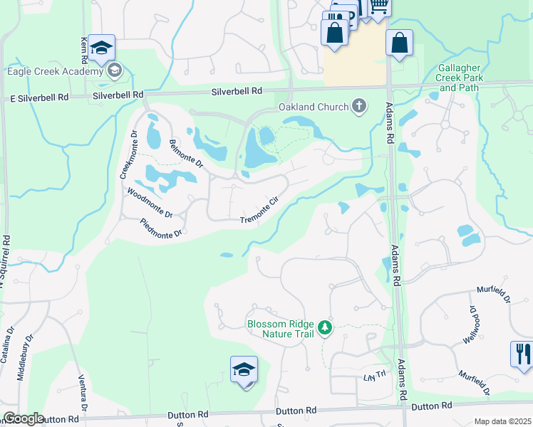 map of restaurants, bars, coffee shops, grocery stores, and more near 3565 Tremonte Circle in Oakland County