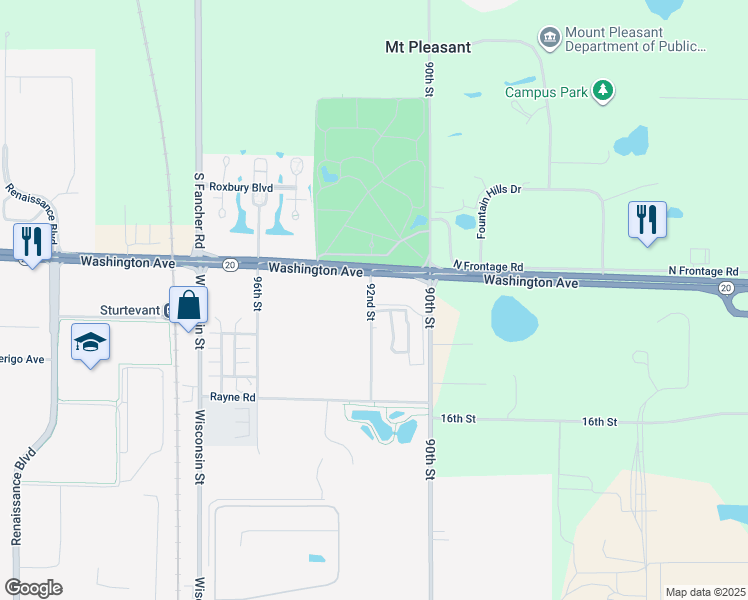 map of restaurants, bars, coffee shops, grocery stores, and more near 1503 92nd Street in Sturtevant