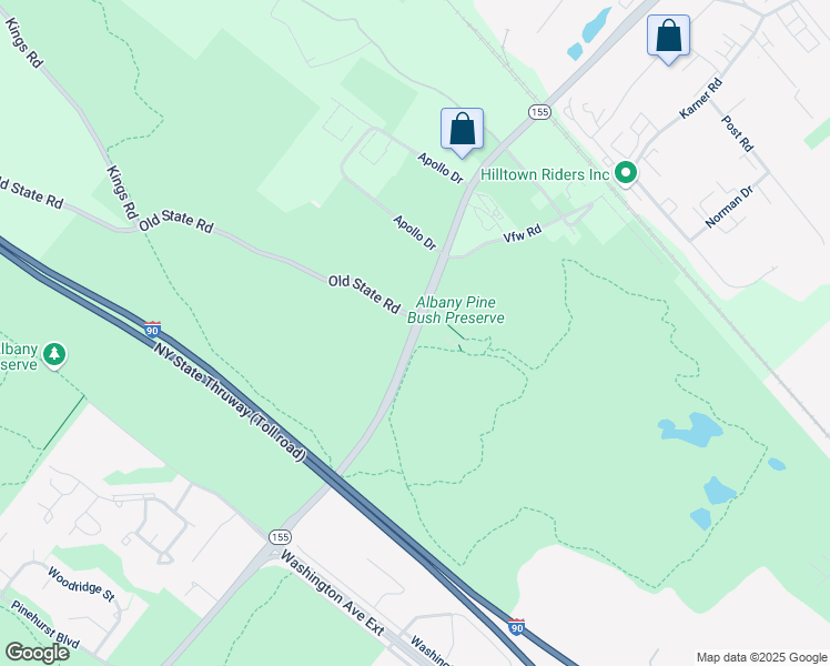 map of restaurants, bars, coffee shops, grocery stores, and more near 195 New Karner Road in Albany