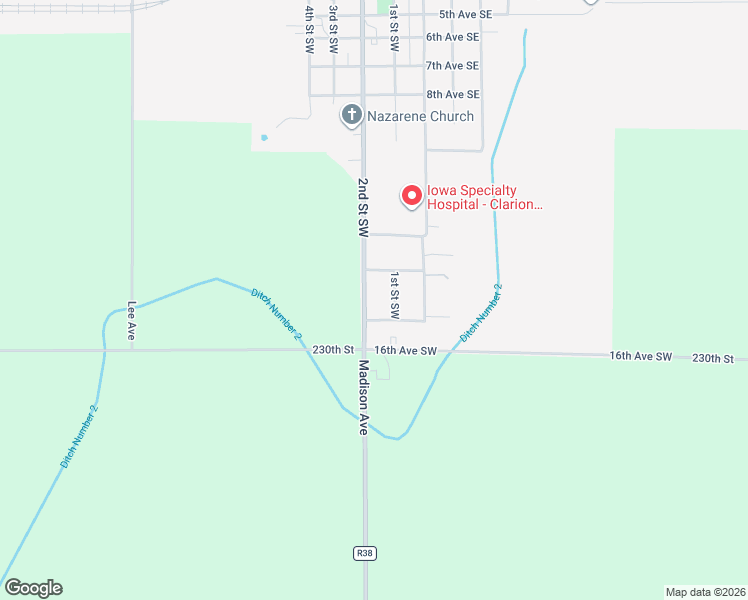 map of restaurants, bars, coffee shops, grocery stores, and more near 1513 2nd Street Southwest in Clarion