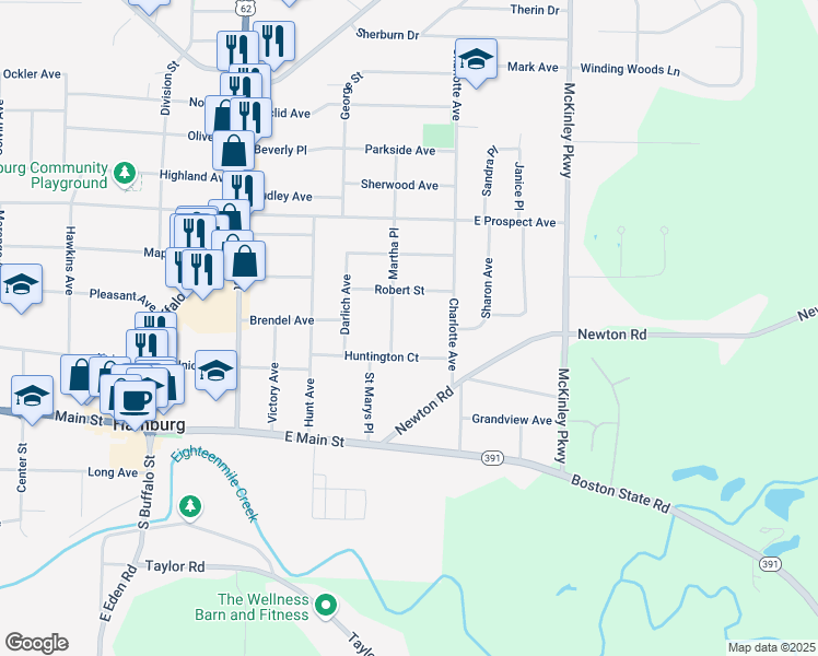 map of restaurants, bars, coffee shops, grocery stores, and more near 33 Martha Place in Hamburg
