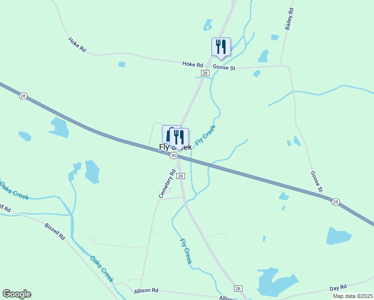 map of restaurants, bars, coffee shops, grocery stores, and more near 6208 New York 28 in Fly Creek