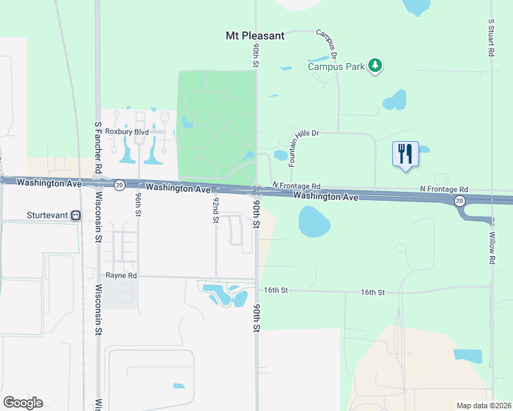 map of restaurants, bars, coffee shops, grocery stores, and more near 1233 90th Street in Sturtevant