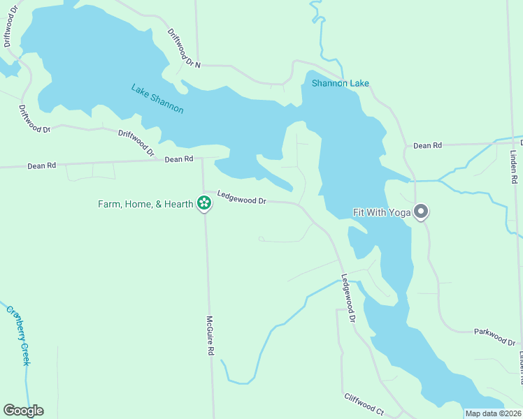 map of restaurants, bars, coffee shops, grocery stores, and more near 7539 Ledgewood Drive in Fenton