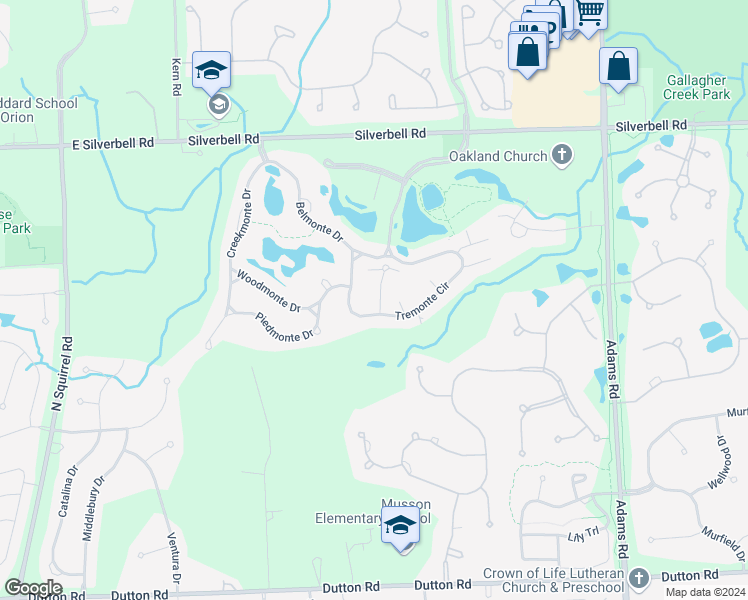 map of restaurants, bars, coffee shops, grocery stores, and more near 5347 Brookemonte Circle in Rochester