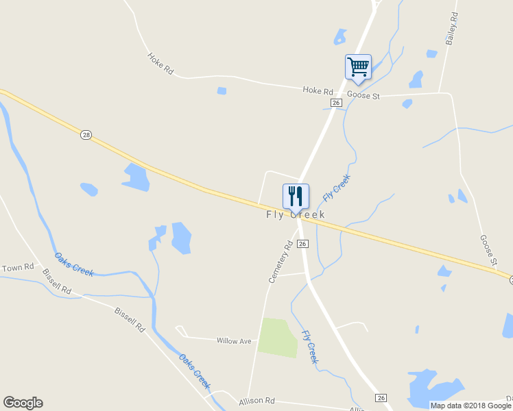 map of restaurants, bars, coffee shops, grocery stores, and more near 6220 New York 28 in Fly Creek