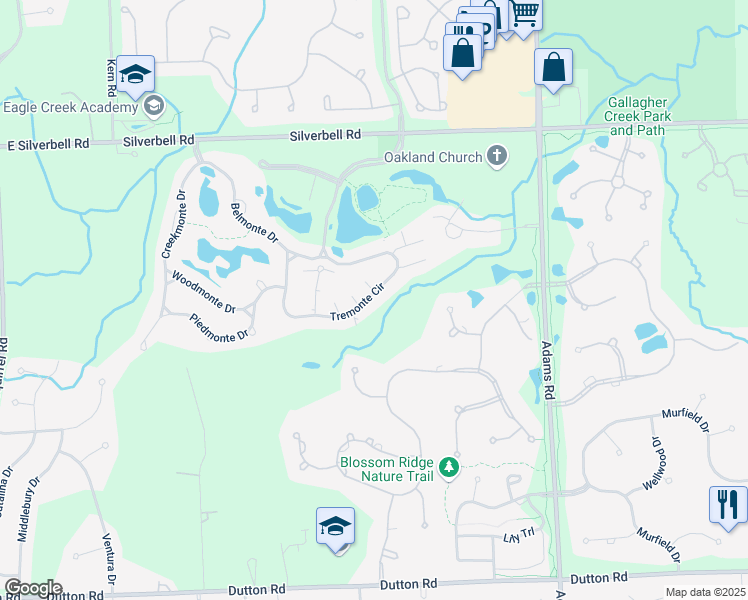 map of restaurants, bars, coffee shops, grocery stores, and more near 3697 Oakmonte Boulevard in Rochester