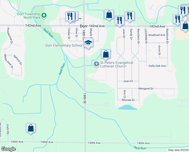 map of restaurants, bars, coffee shops, grocery stores, and more near 1785 Arndt Avenue in Dorr
