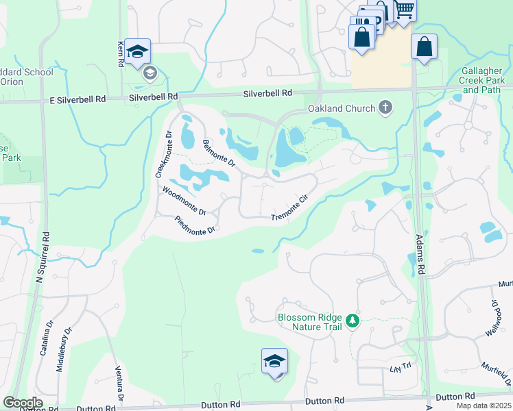 map of restaurants, bars, coffee shops, grocery stores, and more near 5347 Brookemonte Circle in Rochester