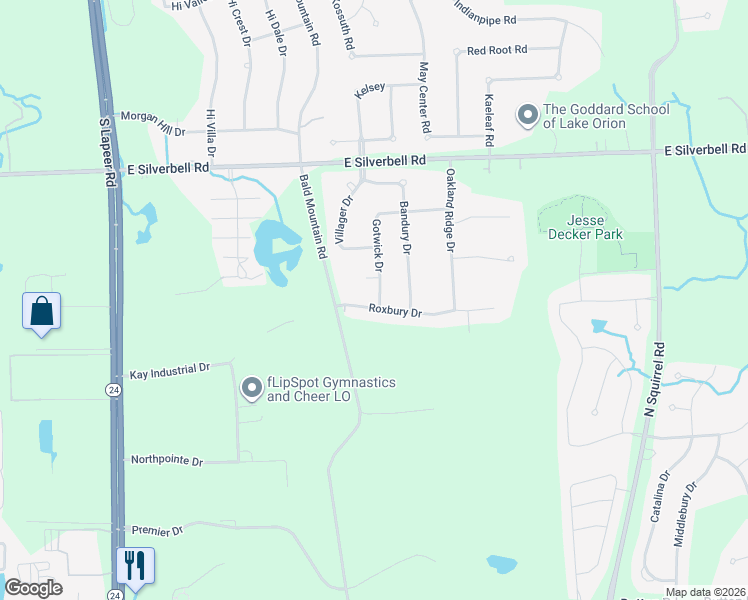 map of restaurants, bars, coffee shops, grocery stores, and more near 4236 Gotwick Drive in Orion charter Township