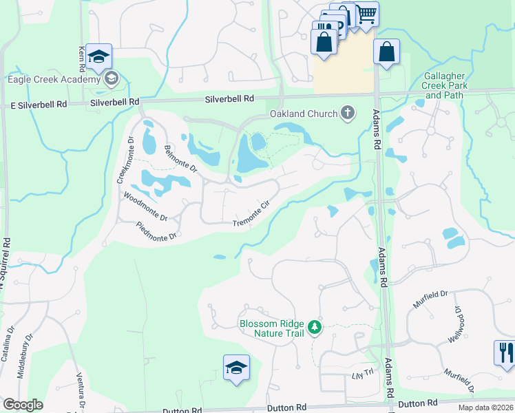 map of restaurants, bars, coffee shops, grocery stores, and more near 3565 Tremonte Circle in Oakland County
