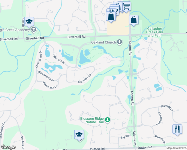map of restaurants, bars, coffee shops, grocery stores, and more near 3213 Saint James Court in Oakland charter Township