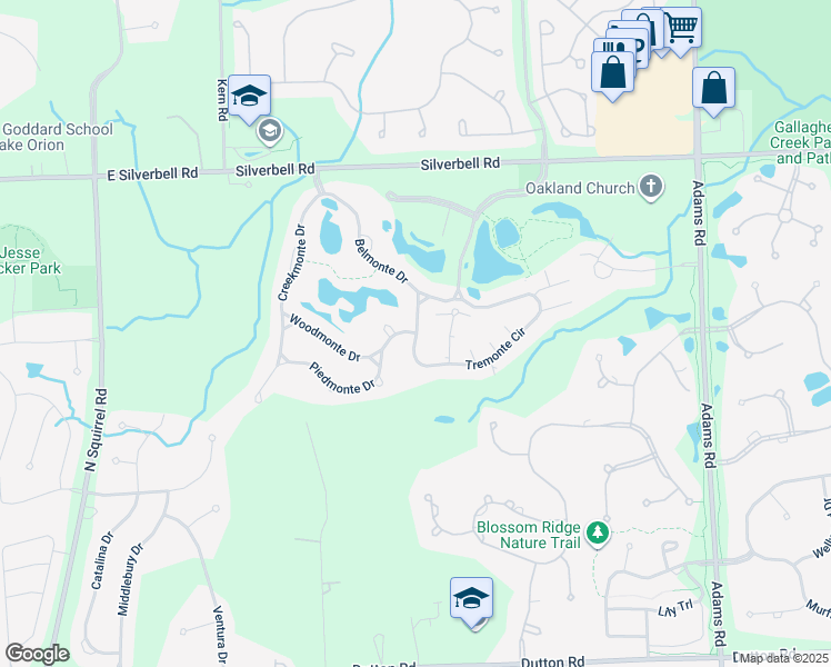 map of restaurants, bars, coffee shops, grocery stores, and more near 3389 Tremonte Circle in Rochester