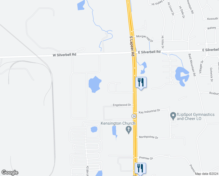 map of restaurants, bars, coffee shops, grocery stores, and more near 4150 South Lapeer Road in Orion Township