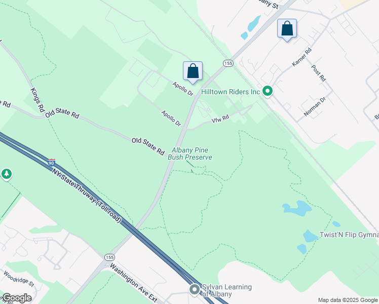 map of restaurants, bars, coffee shops, grocery stores, and more near 195 New Karner Road in Albany