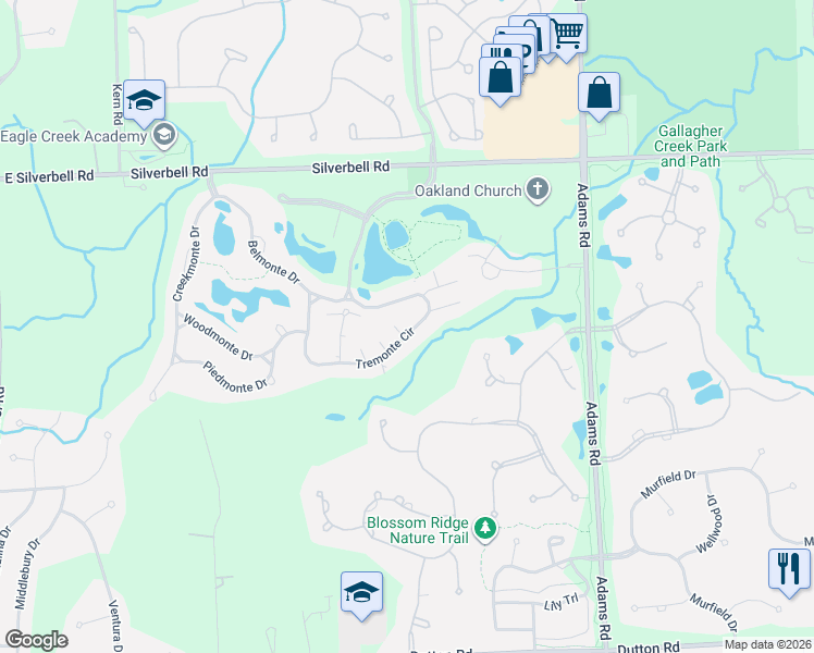 map of restaurants, bars, coffee shops, grocery stores, and more near 3513 Tremonte Circle in Oakland charter Township