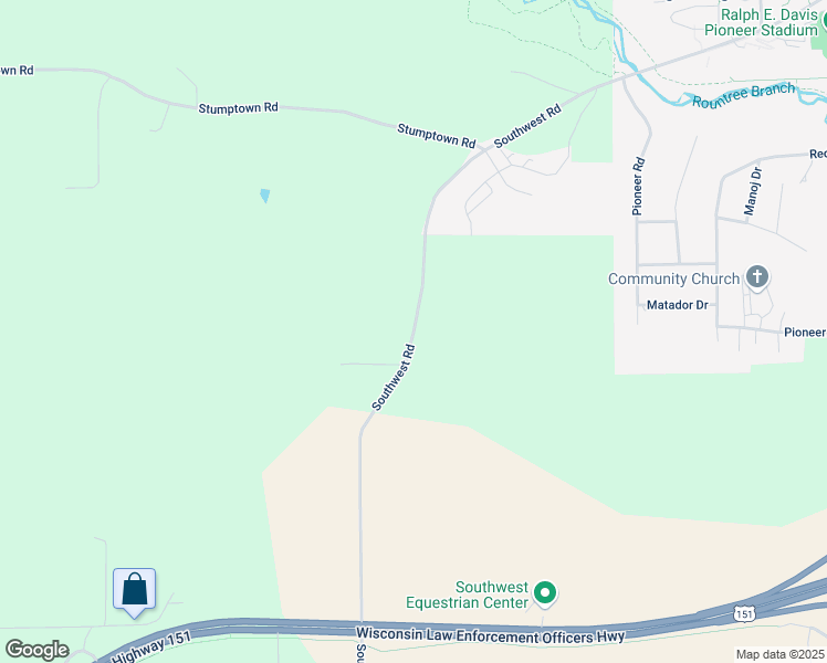 map of restaurants, bars, coffee shops, grocery stores, and more near 5877 Southwest Road in Platteville