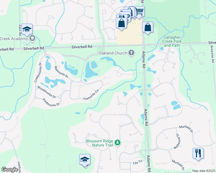 map of restaurants, bars, coffee shops, grocery stores, and more near 3397 Tremonte Circle in Oakland charter Township