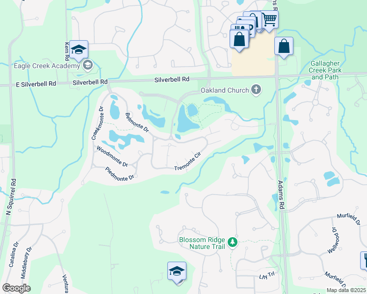 map of restaurants, bars, coffee shops, grocery stores, and more near 3619 Oakmonte Boulevard in Rochester