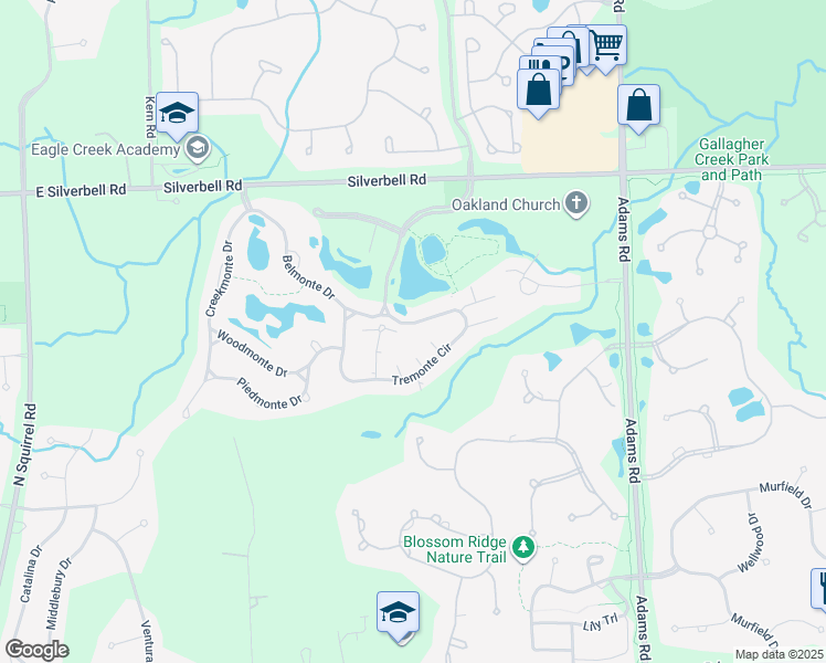 map of restaurants, bars, coffee shops, grocery stores, and more near 3619 Oakmonte Boulevard in Rochester