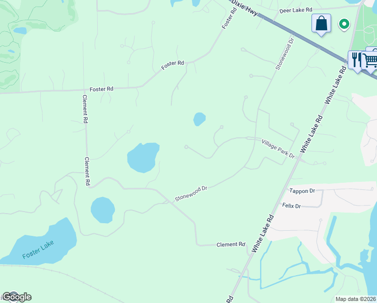 map of restaurants, bars, coffee shops, grocery stores, and more near 7549 Maple Ridge Drive in Clarkston
