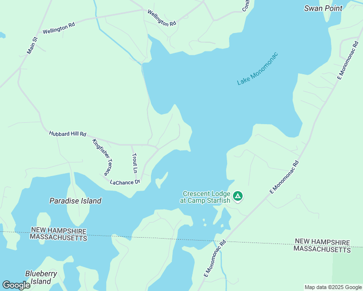 map of restaurants, bars, coffee shops, grocery stores, and more near 104 LaChance Drive in Rindge
