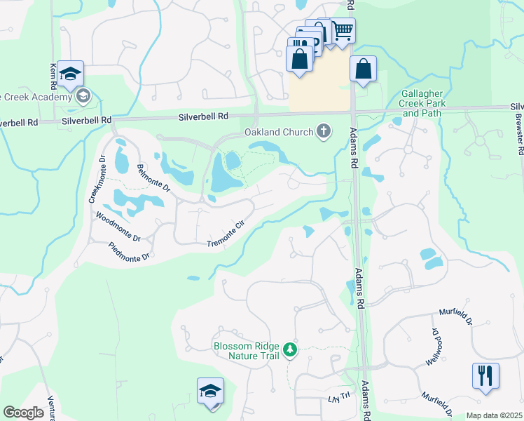map of restaurants, bars, coffee shops, grocery stores, and more near 3402 Tremonte Circle in Oakland charter Township
