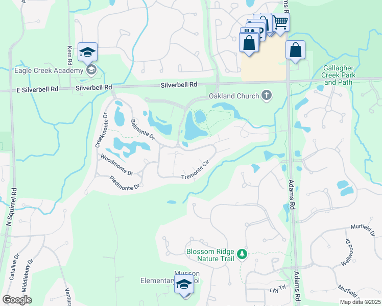 map of restaurants, bars, coffee shops, grocery stores, and more near 3619 Oakmonte Boulevard in Rochester