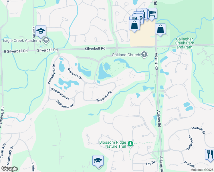 map of restaurants, bars, coffee shops, grocery stores, and more near 3513 Tremonte Circle in Oakland charter Township