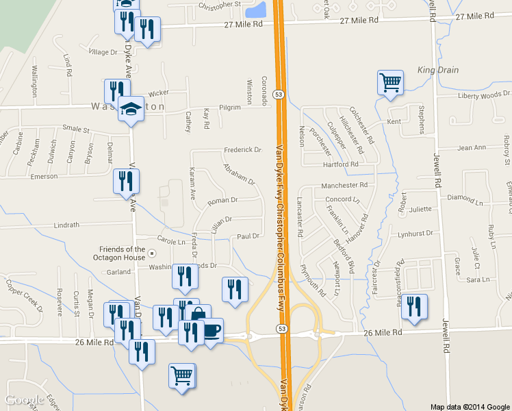 map of restaurants, bars, coffee shops, grocery stores, and more near 57874 Roman Dr in Washington