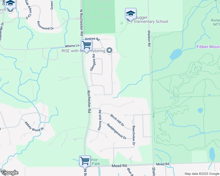 map of restaurants, bars, coffee shops, grocery stores, and more near 5330 Aintree Road in Rochester